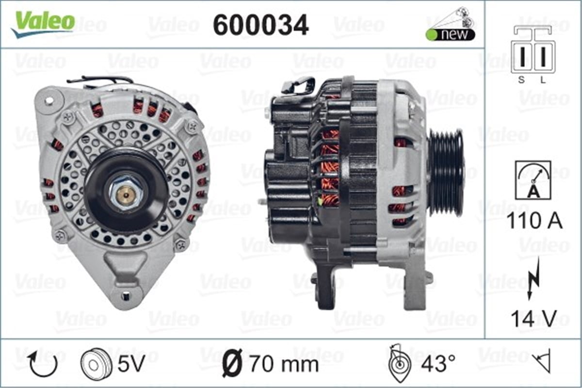 HYUNDAIALTERNATÖR HYUNDAI VALEO 600034VALEOVALEO 600034
