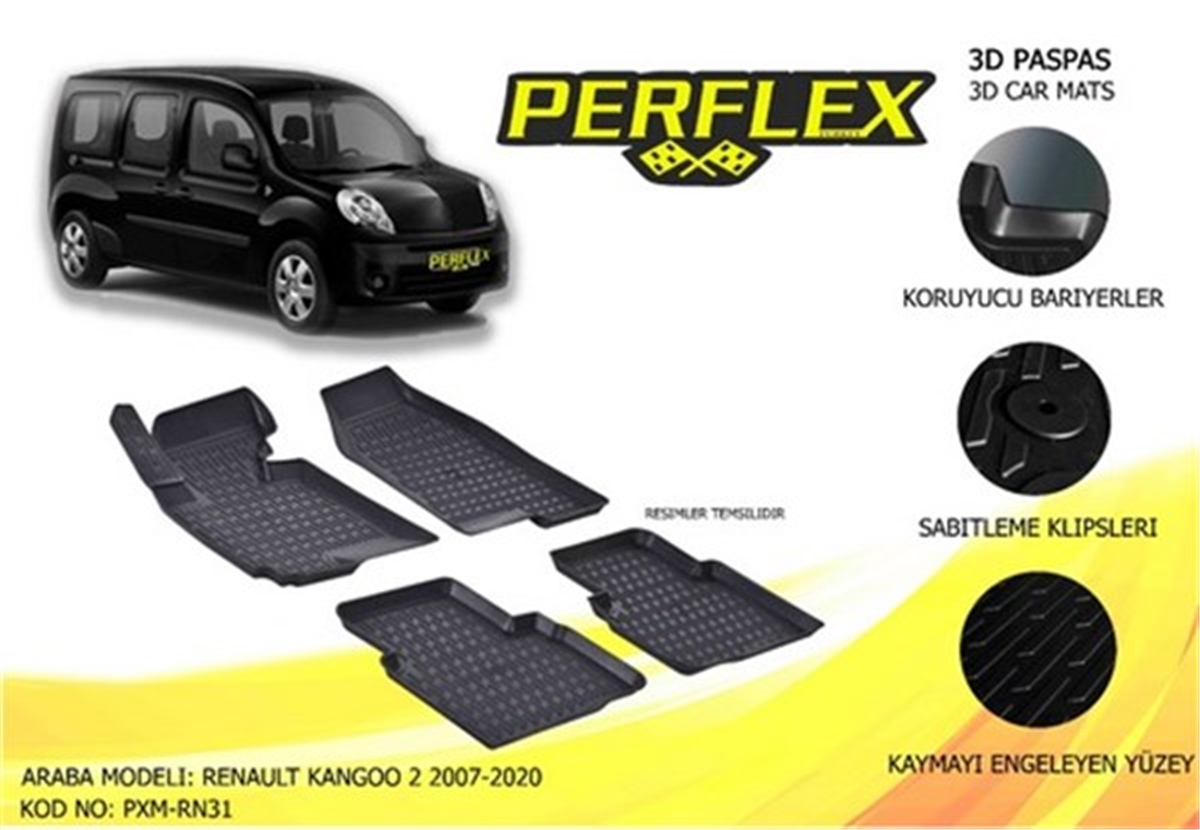 KANGOOPASPAS 3D X-MAT HAVUZLU RENAULT KANGOO 2 09 SİYAH PERFLEX PXM-RN31PERFLEXPERFLEX PXM-RN31