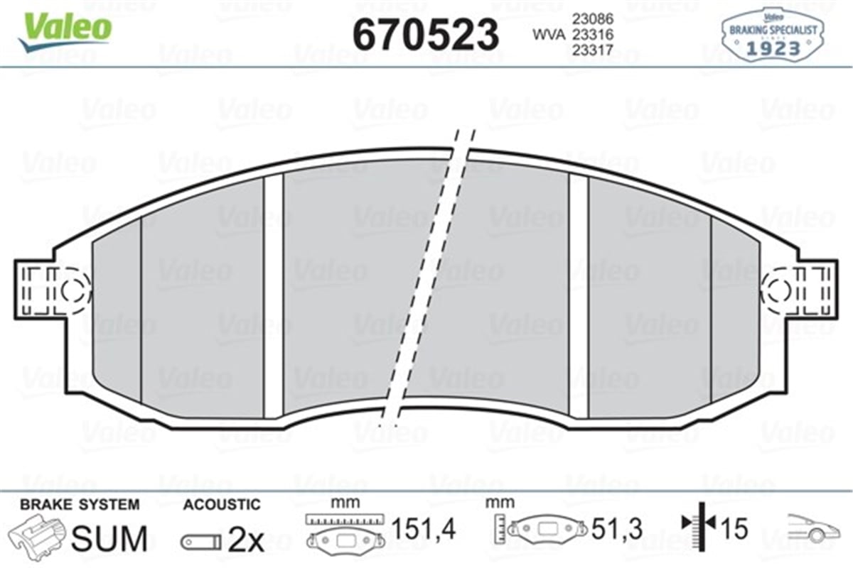 MAXIMAÖN BALATA MITSUBISHI L200 2.0 2.4 2.5D 2.5TD 01-07 NISSAN MAXIMA QX 95-00 GDB3327 VALEO 670523VALEOVALEO 670523