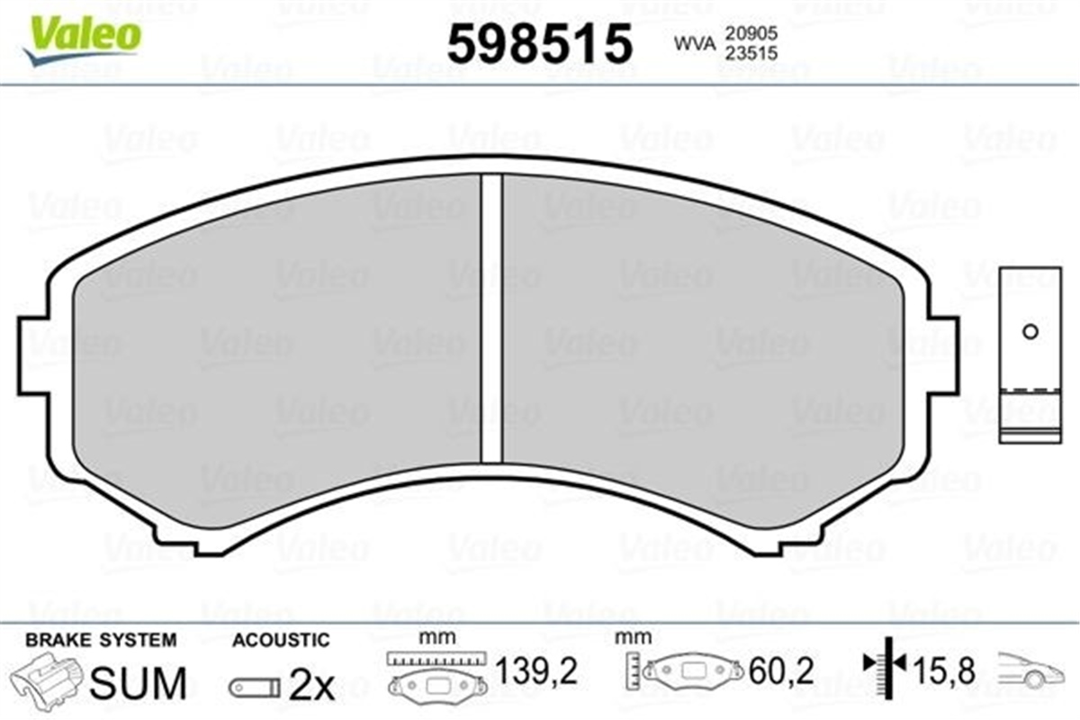 MAZDAÖN BALATA MAZDA MPV 99-02 VALEO 670515VALEOVALEO 670515