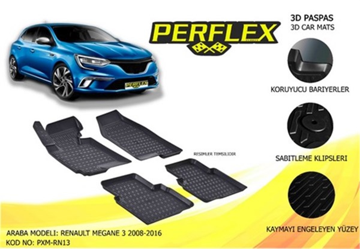 MEGANEPASPAS 3D X-MAT HAVUZLU RENAULT MEGANE 3 10 SİYAH PERFLEX PXM-RN13PERFLEXPERFLEX PXM-RN13