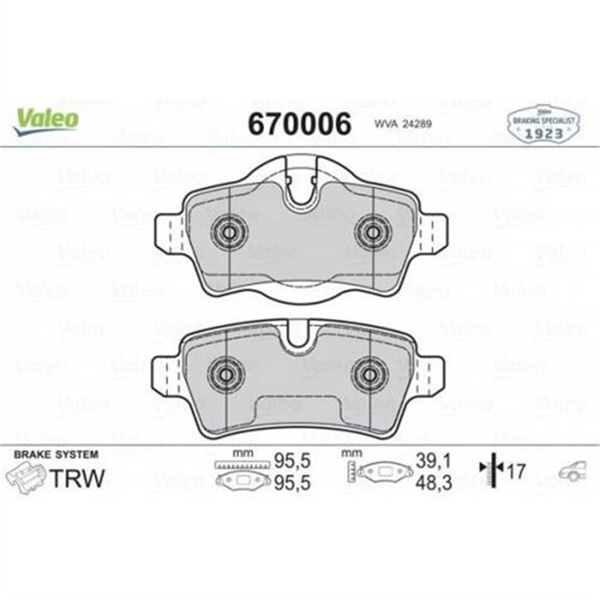 MINIARKA BALATA MİNİ R56 06 R57 08 R55 07 R58 11 R59 12 CLUBMAN COOPER S ONE WORKS VALEO 670006VALEOVALEO 670006