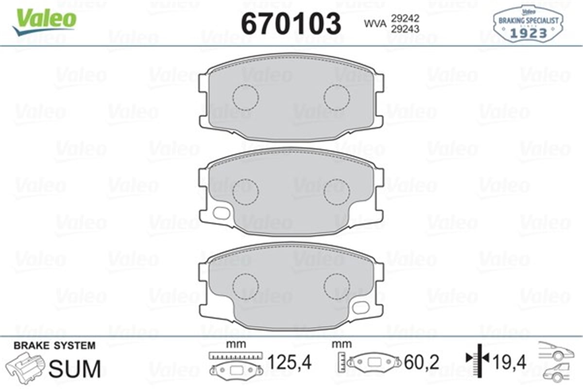 MITSUBISHIÖN BALATA MITSUBISHI CANTER 01-05 VALEO 670103VALEOVALEO 670103