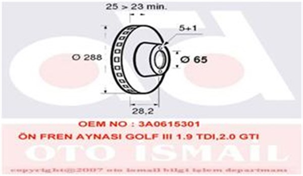 PASSATÖN FREN AYNASI GOLF III-PASSAT 94-96 VENTO 1-98 1.9TDI-2.0GTI 287.85X25X5DLXHAVALI VALEO 186521VALEOVALEO 186521