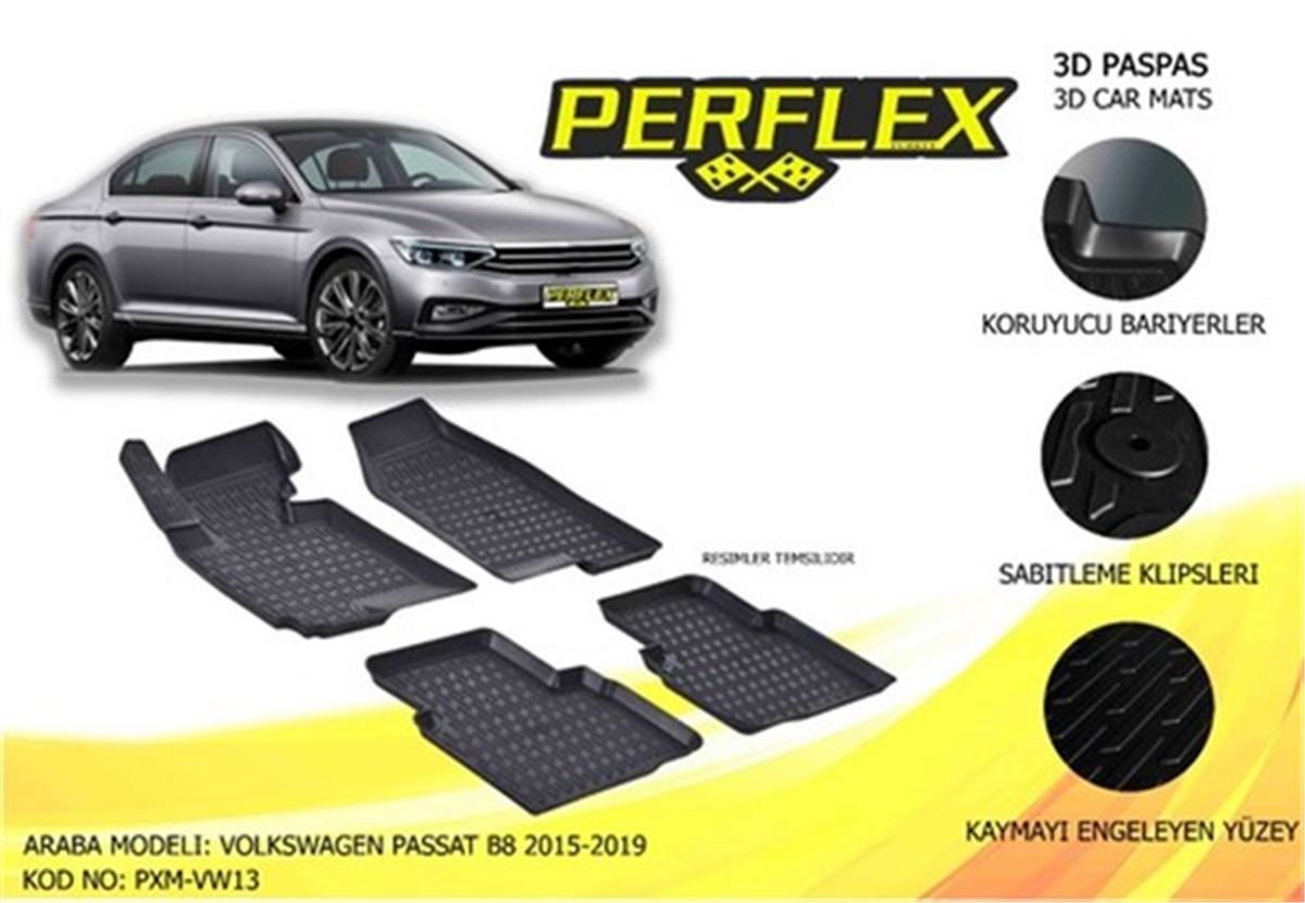 PASSATPASPAS 3D X-MAT HAVUZLU VOLKSWAGEN PASSAT B8 15 SİYAH PERFLEX PXM-VW13PERFLEXPERFLEX PXM-VW13