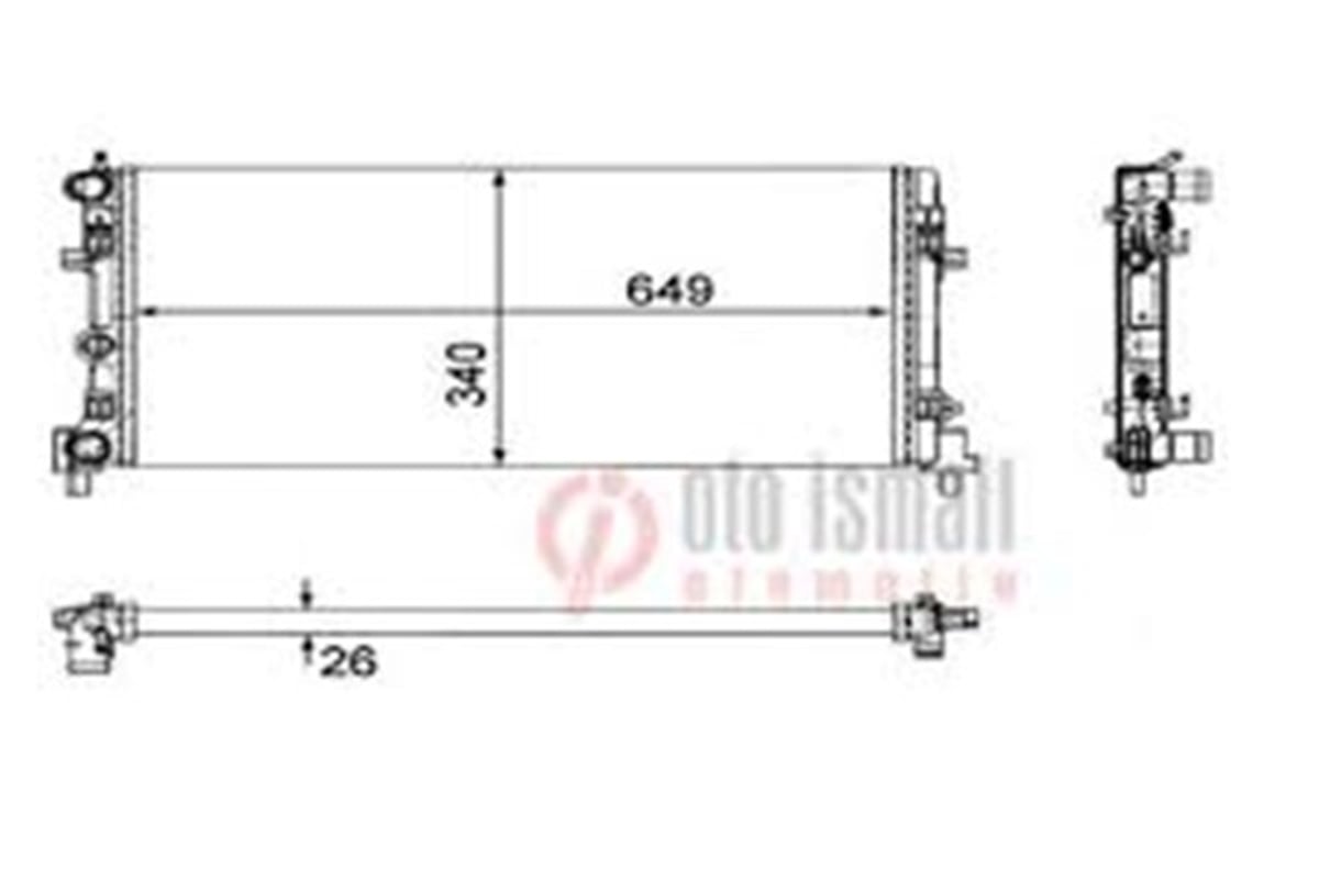 POLORADYATOR BRAZİNG A1-IBIZA V-POLO 1.2-1.4-1.6 09 AC KLİMASIZ MEK 648X326X16 ORIS BAU063ORISORIS BAU063