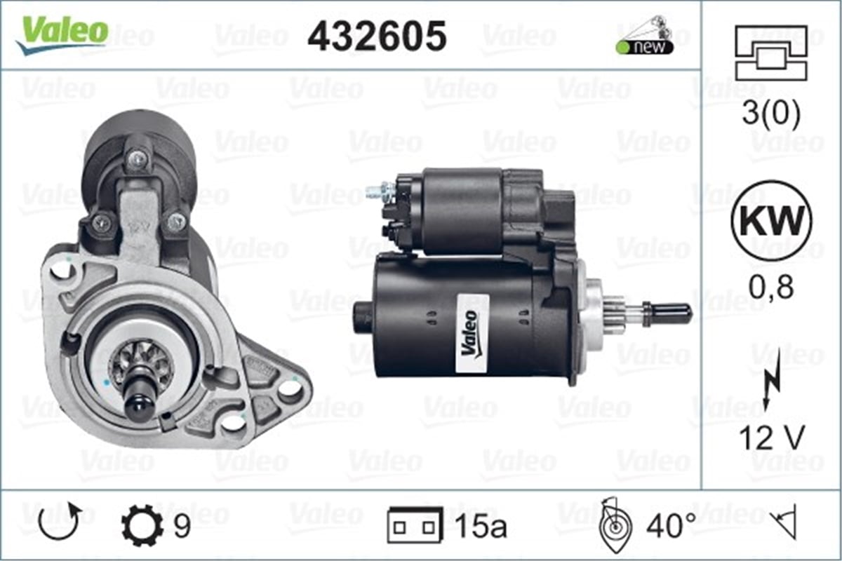 SEATMARŞ MOTORU D9E 140 SEAT VALEO 432605VALEOVALEO 432605