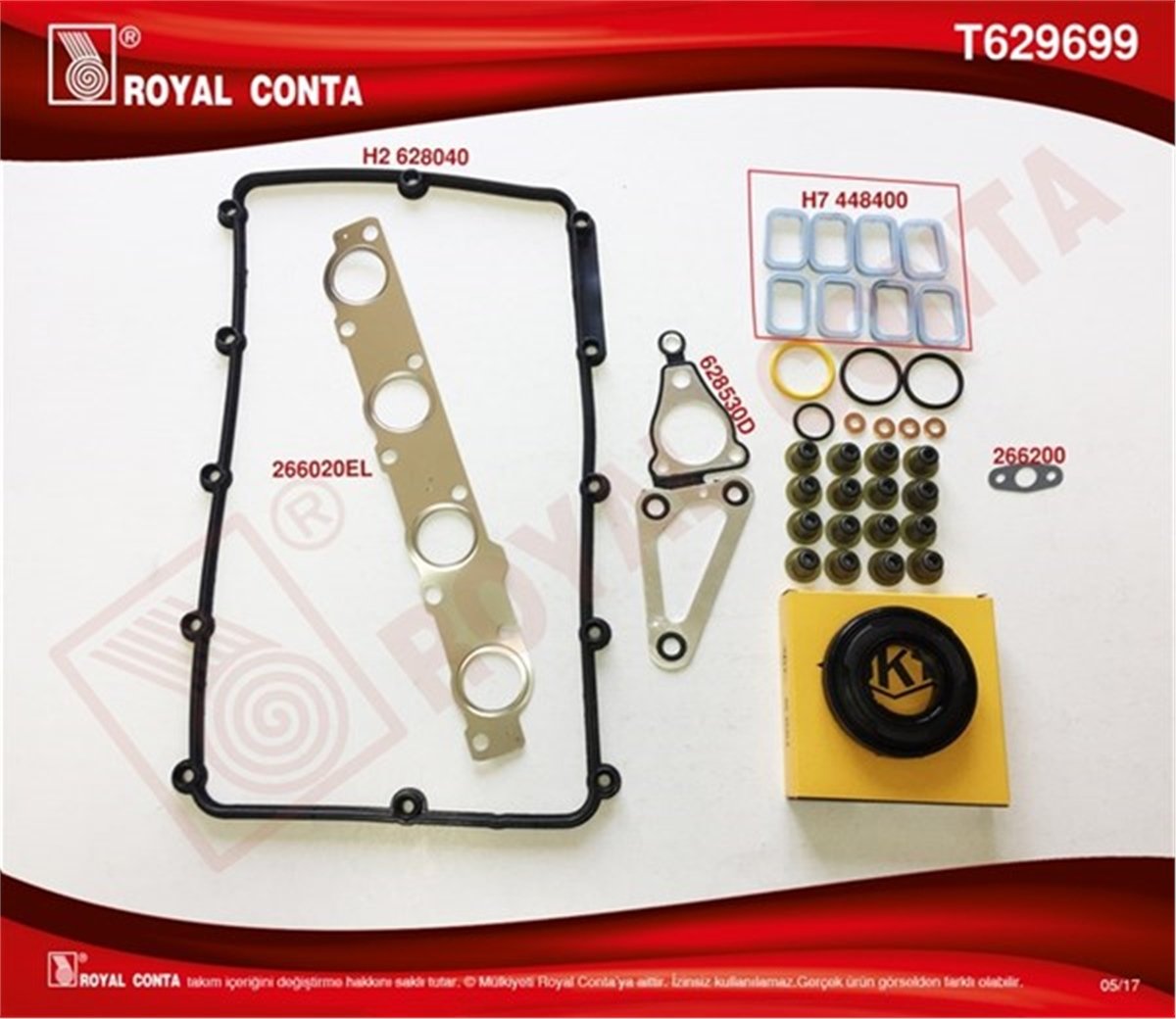 TRANSITÜST TAKIM CONTA SKT KEÇ. SUBP.LASTİK SİLİNDİR KAPAK CONTASI SİZ TRANSİT 2.2 TDCİ EURO5 ARKADAN ÇEKER ROYAL T629699ROYALROYAL T629699