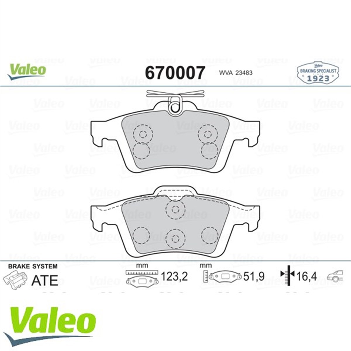 VECTRAARKA BALATA FOCUS II CMAX 03 CONNECT 02 LAGUNA III 07 VECTRA C 02 C5 08 SIGNUM 03 VALEO 670007VALEOVALEO 670007