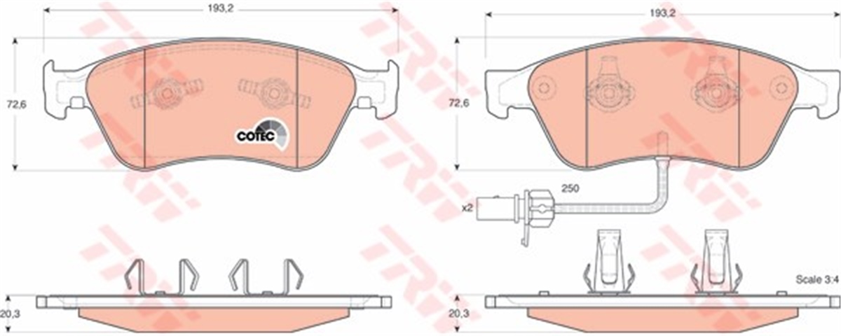 VOLKSWAGENFREN BALATASI ÖN FDB1832 4E0698151J VW A6-A8 04- BM TRW TRW GDB1553TRWTRW GDB1553