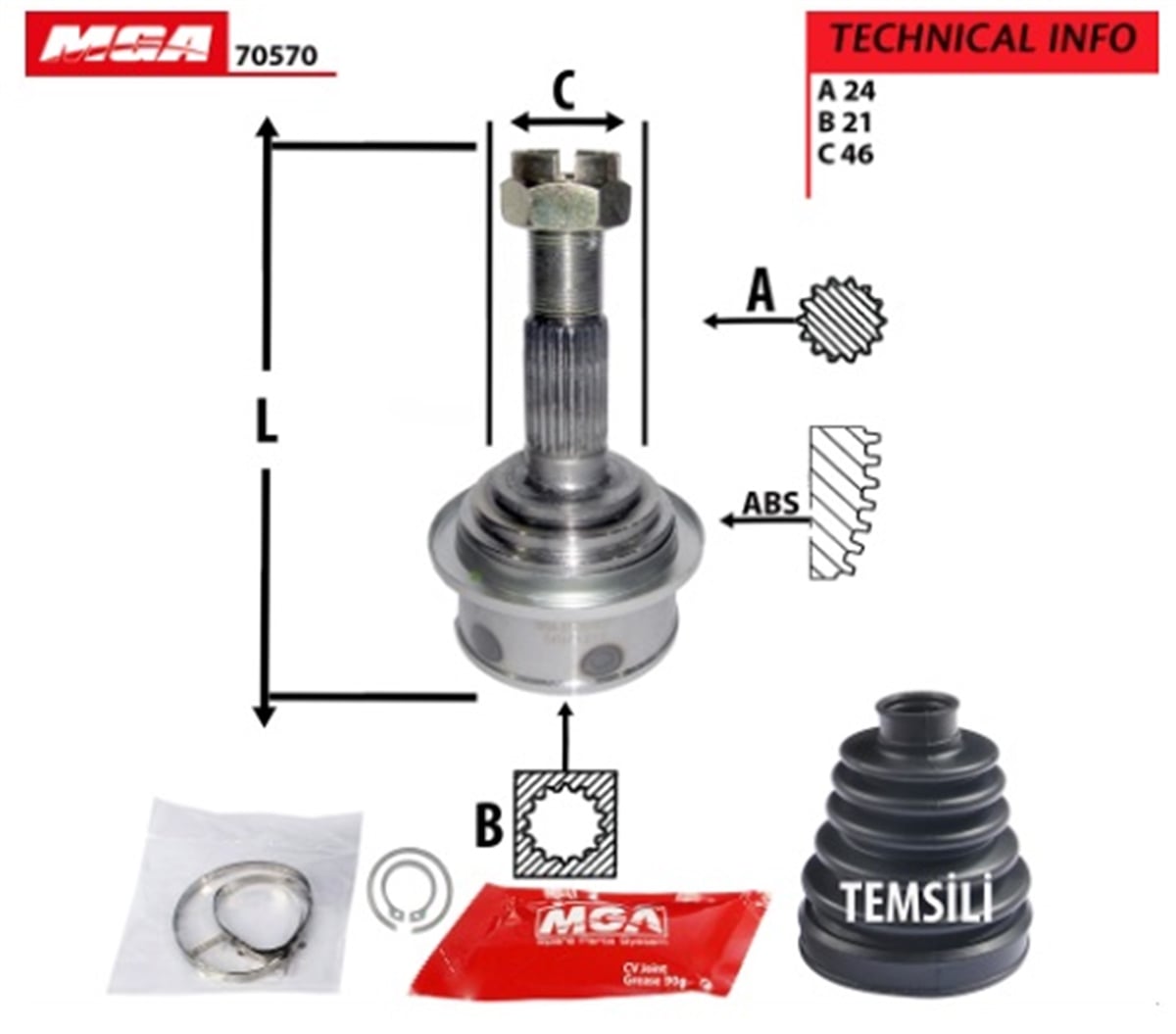 YEDEK PARÇAAKS KAFA DIS-DAIHATSU SIRION 01>05   24×21×46  -MGA-70570MGAMGA-70570