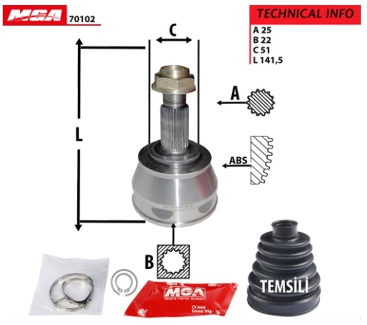 YEDEK PARÇAAKS KAFA DIS-FIAT BRAVO BRAVA MAREA -1.6 16V 00--  25×22×51 46307234 -MGA-70102MGAMGA-70102