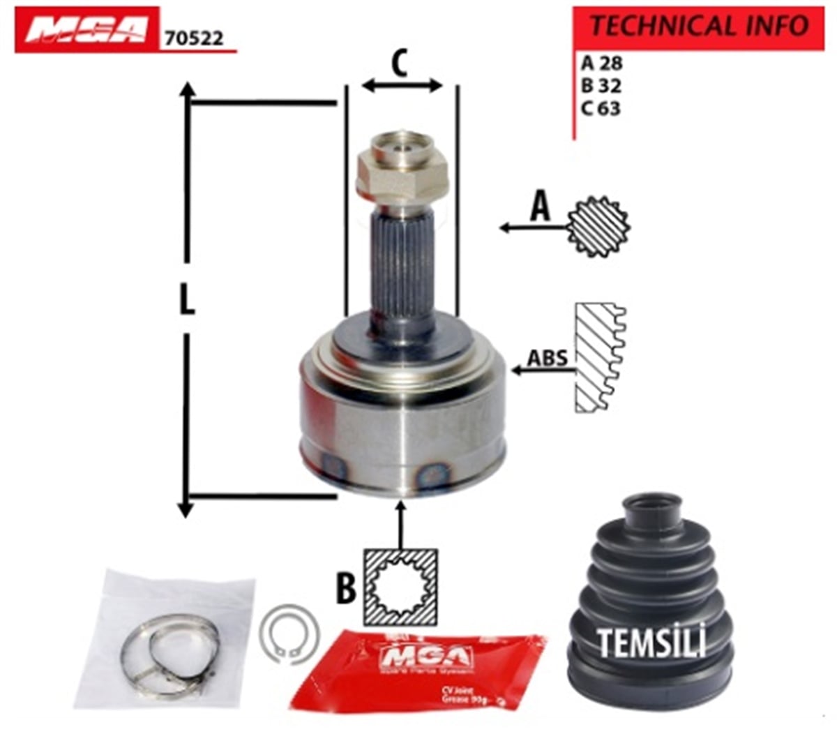 YEDEK PARÇAAKS KAFA DIS-HONDA ACCORD 03>08  28×32×63 44014SDCA50 -MGA-70522MGAMGA-70522