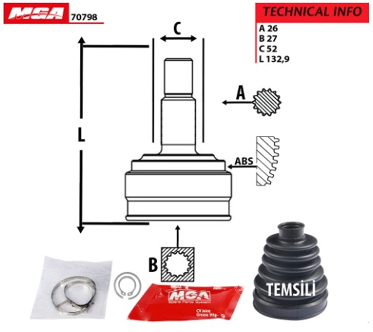 YEDEK PARÇAAKS KAFA DIS-HONDA JAZZ 09>12 44014-TF6-N11 -MGA-70798MGAMGA-70798
