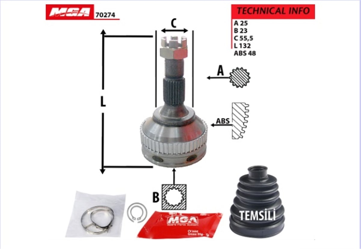 YEDEK PARÇAAKS KAFASI ABSLI PEUGEOT  306 1.4 1.1  96164213 -MGA-70274MGAMGA-70274