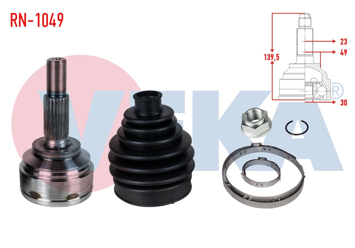 YEDEK PARÇAAKS KAFASI DIŞ CLİO IV 1.5 DCI M-T 23X30X49 UZUNLUK 13950mm 2012>VEKARN-1049