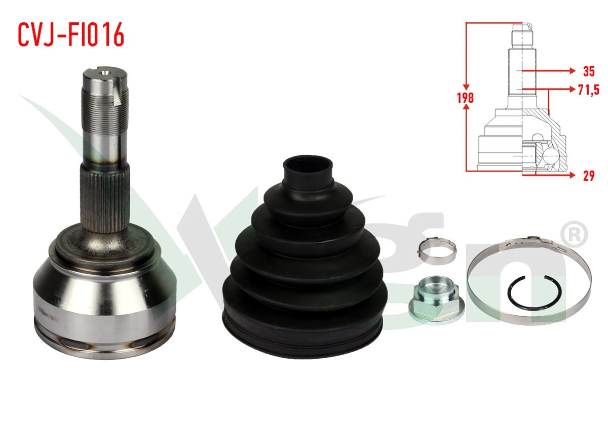 YEDEK PARÇAAKS KAFASI DIŞ DUCATO 250 2.3 MJT İÇTEN SEKMANLI 35X29X71.5 UZUNLUK 198 mm 2006-2014WAGENCVJ-FI016