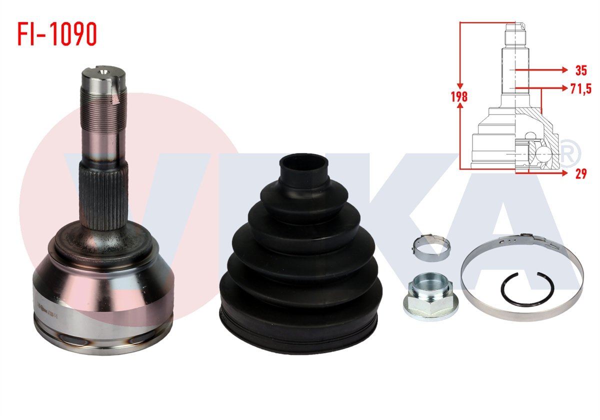 YEDEK PARÇAAKS KAFASI DIŞ DUCATO 250 2.3 MJT İÇTEN SEKMANLI 35X29X71.5 UZUNLUK 198 mm 2006-2014VEKAFI-1090