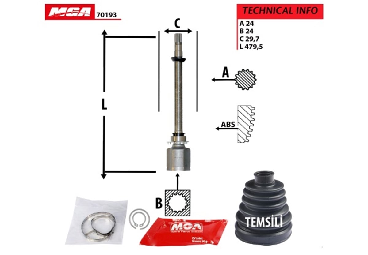 YEDEK PARÇAAKS KAFASI DIS -  FIAT  LINEA 1.4 TJET 1.3 MJTD 90PS 07- / FIAT  GRANDE PUNTO 1.4T-JET 07- PUNTO EVO 1.3JTD 09-12  46308551 -MGA-70192MGAMGA-70192