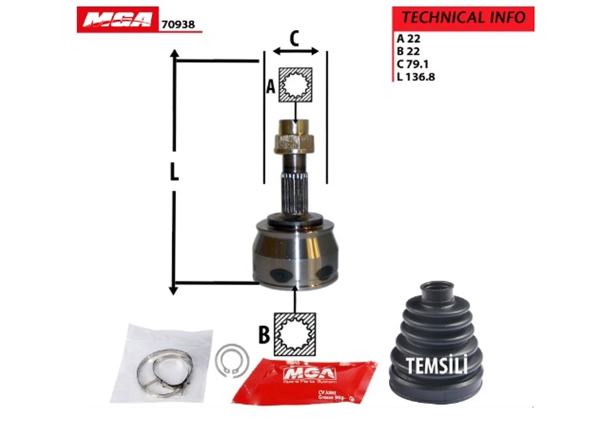 YEDEK PARÇAAKS KAFASI DIS FIAT LINEA 1.4 2007- / FIORINO 1.4 2008- CITROEN NEMO 1.4 2008-  PEUGEOT BIPPER 1.4 2008- BNZ 46308538 -MGA-70938MGAMGA-70938