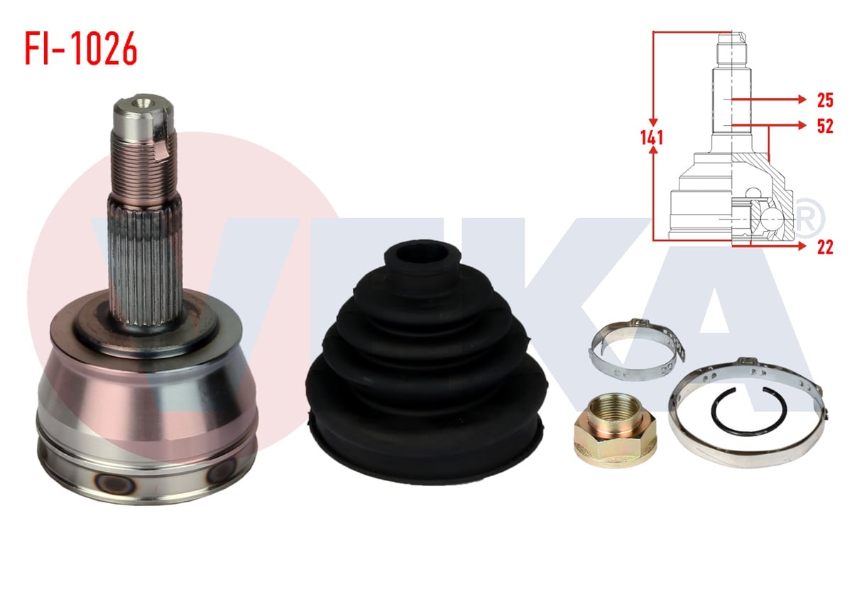 YEDEK PARÇAAKS KAFASI DIŞ MAREA 185 1.6i 16v 100 PS 25X22X52 UZUNLUK 141.4 mm 1996-2007VEKAFI-1026