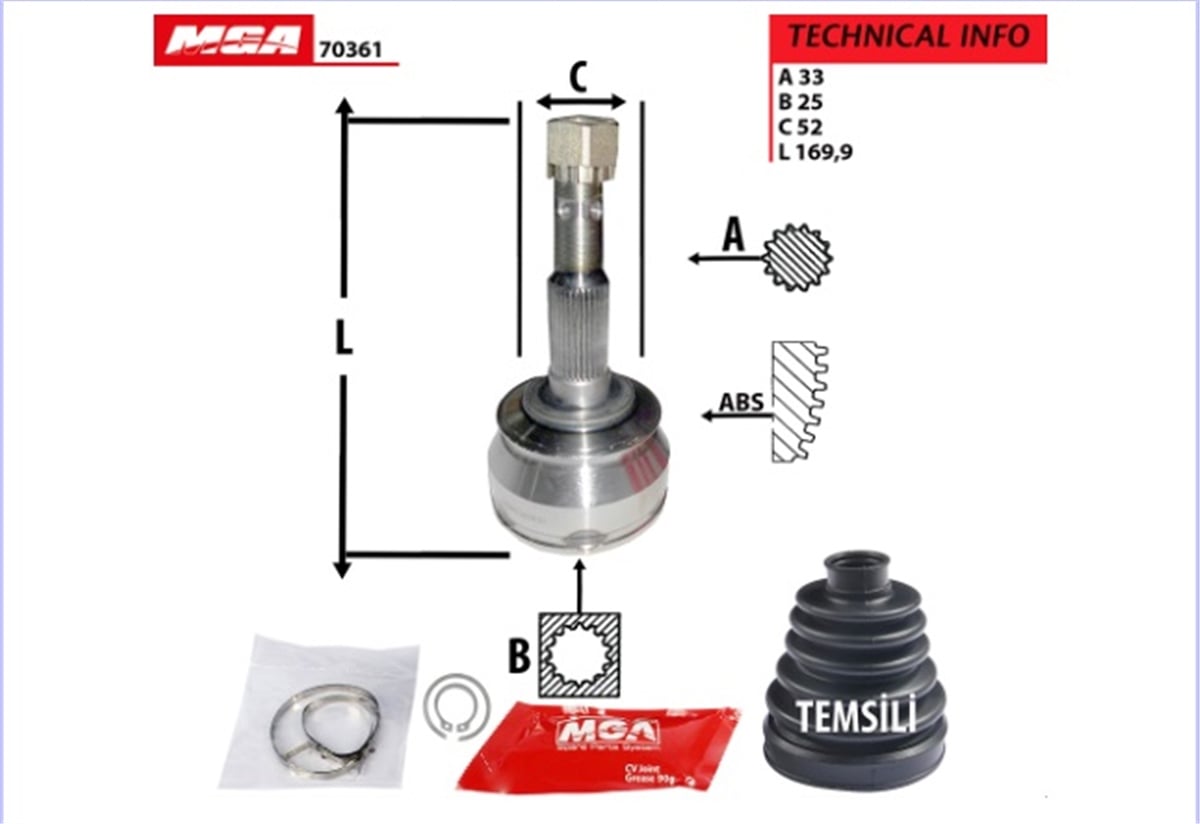 YEDEK PARÇAAKS KAFASI DIS  OPEL  VECTRA A 1.8 2.0 ASCONA KADET 1.6D  33×25×52 374049 -MGA-70361MGAMGA-70361