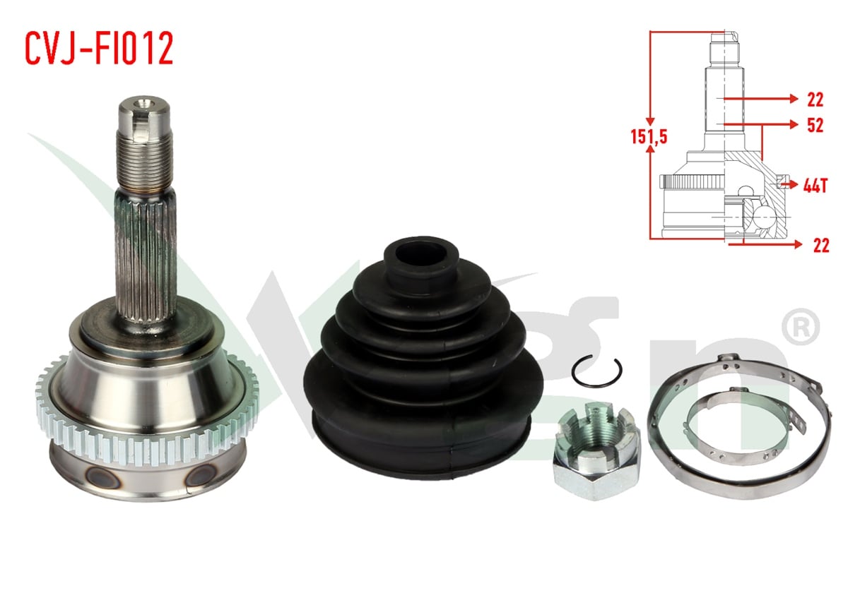 YEDEK PARÇAAKS KAFASI DIŞ PALİO 178BX 178DX 1.6i 16v ABSLI 44 DIŞ 22X22X52 UZUNLUK 1492 mm 1996-2005WAGENCVJ-FI012