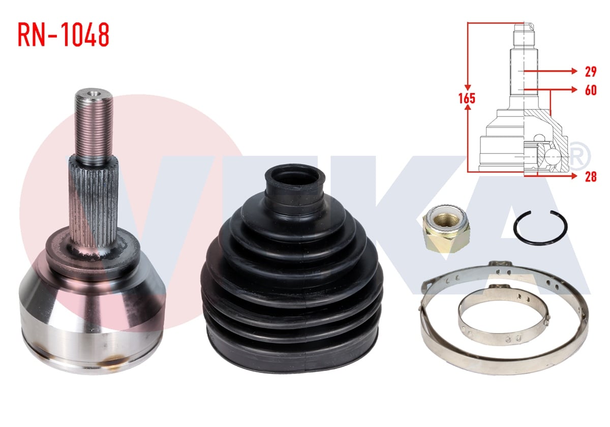 YEDEK PARÇAAKS KAFASI DIŞ TRAFİC III 1.6 DCI 29X28X60 UZUNLUK 165mm 2014>VEKARN-1048