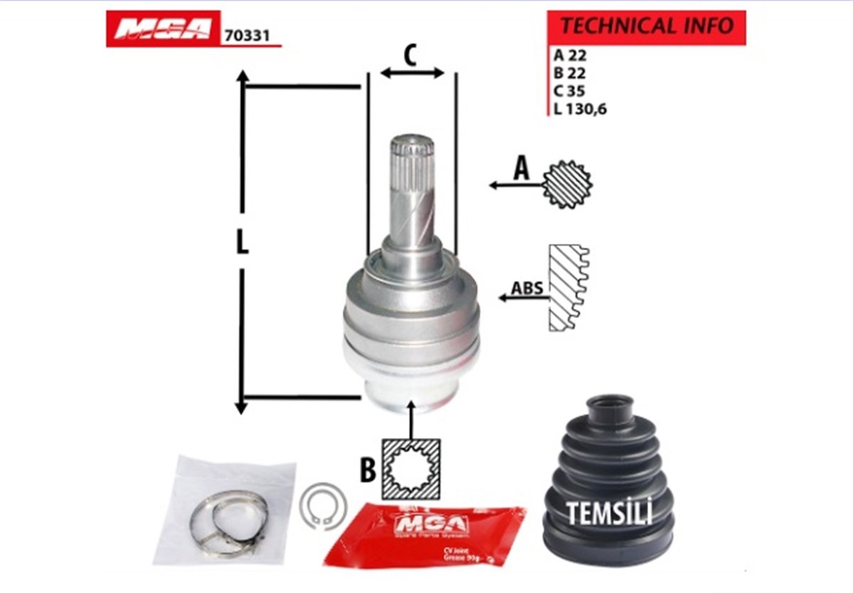 YEDEK PARÇAAKS KAFASI IC  OPEL  ASTRA F 91-98 1.4I 1.6I CORSA B  374013 -MGA-70331MGAMGA-70331