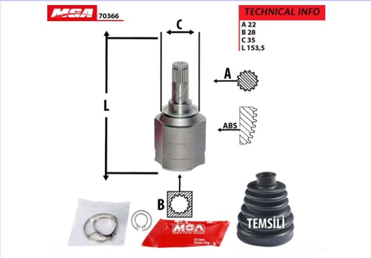 YEDEK PARÇAAKS KAFASI IC  OPEL  VECTRA C 1.9CDTI OTO.VIT.  2.2CDTI 04--  1603236 -MGA-70366MGAMGA-70366