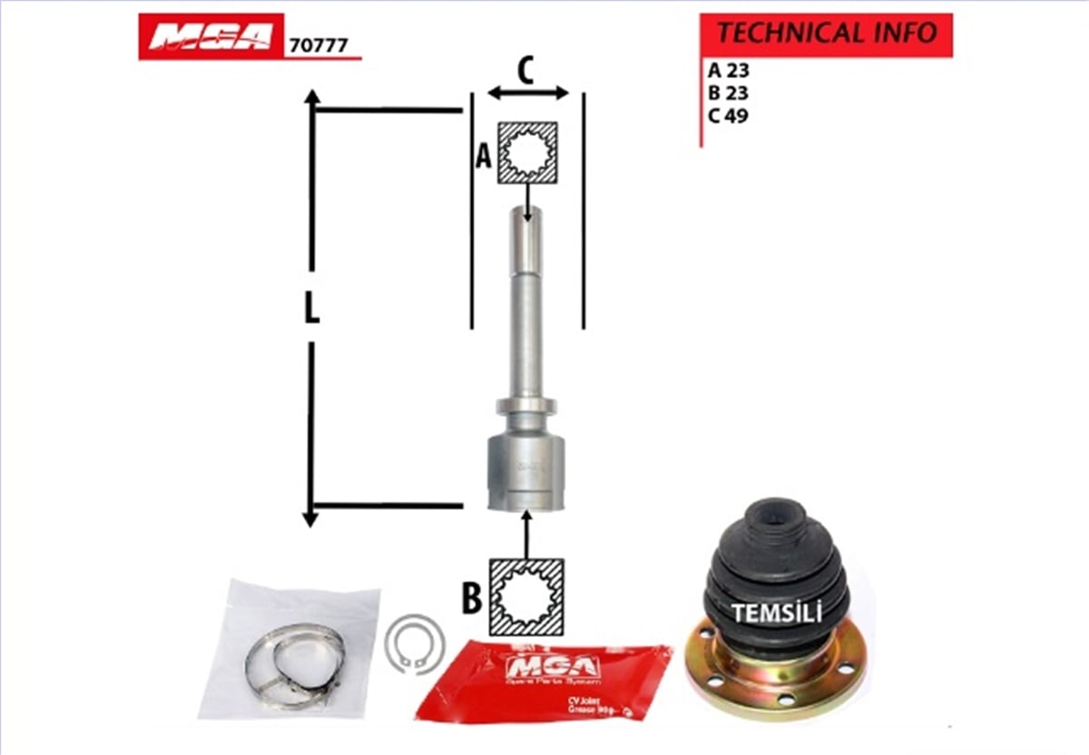 YEDEK PARÇAAKS KAFASI SAĞ IC RENAULT MEGANE II OTOMATIK VITES  8200613828 -MGA-70777MGAMGA-70777