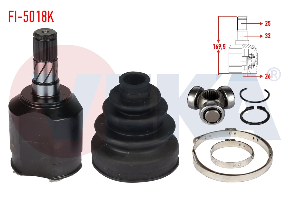 YEDEK PARÇAAKS KAFASI SOL ÖN İÇ DOBLO 152263 1.6 MJT 25X26X32 UZUNLUK 1695 mm 2010>VEKAFI-5018K