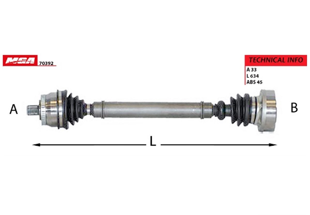 YEDEK PARÇAAKS KOMPLE SAG-VW PASSAT/AUDI A4 1,8 1,8T 8D0407272AQ -MGA-70392MGAMGA-70392