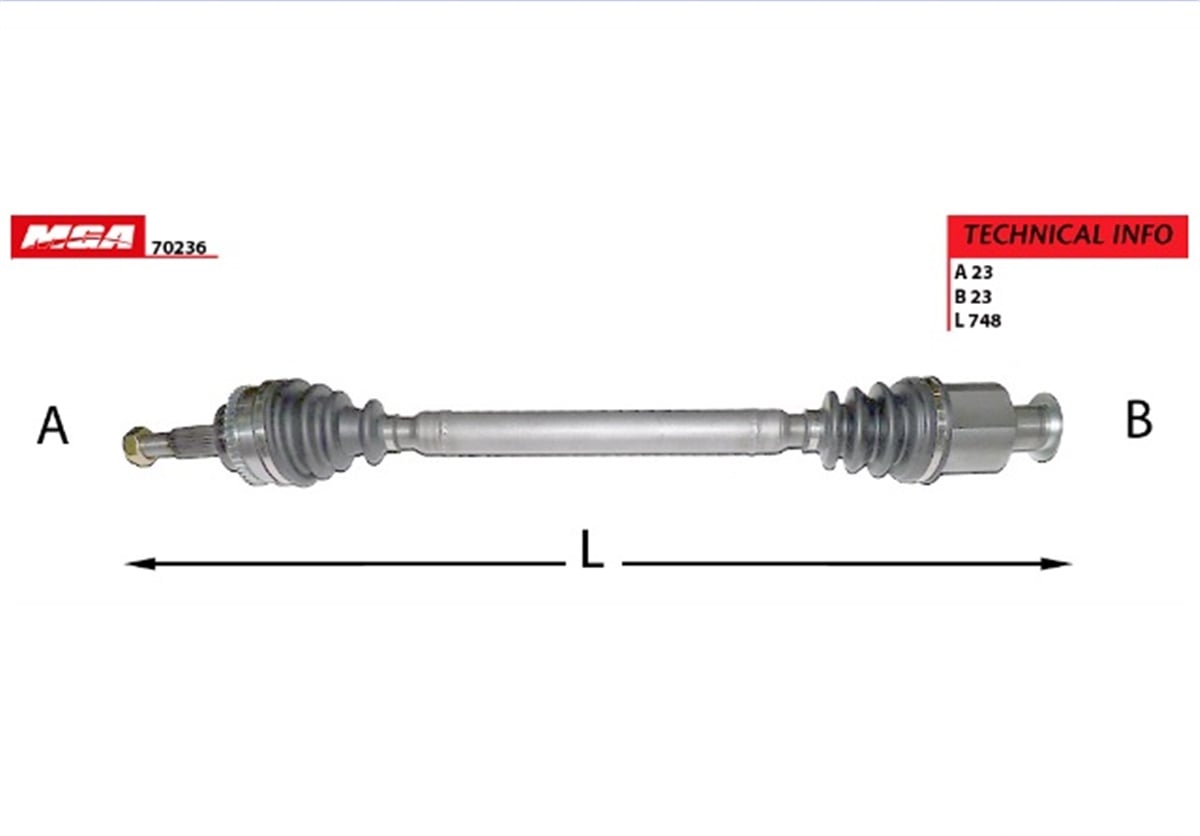 YEDEK PARÇAAKS SAG ABSLI 44D  RENAULT  MEGANE 1.9DTI LAON  7700111918 -MGA-70236MGAMGA-70236