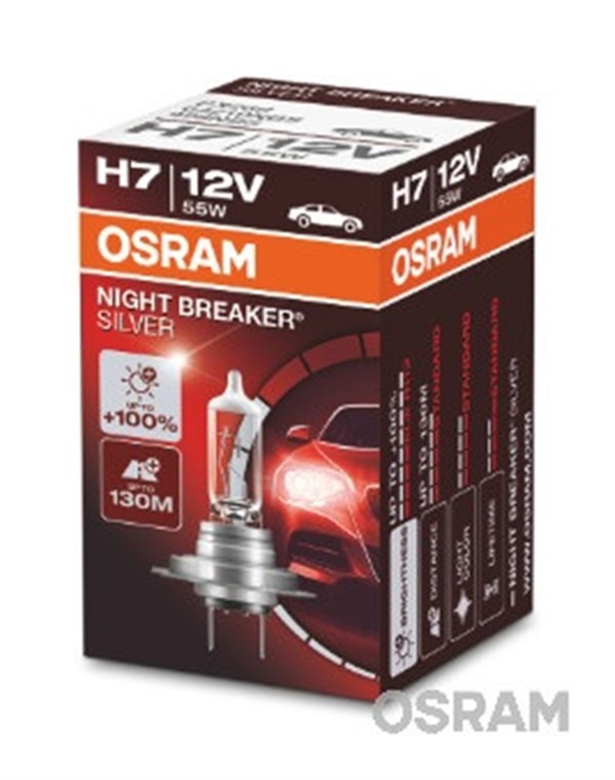 YEDEK PARÇAAMPUL 12V H7 55W NIGHT BREAKER SILVER NBS SERİSİ 100 GÜÇLÜ IŞIK İKİLİ AMBALAJ OSRAM 64210NBS-HCBOSRAMOSRAM 64210NBS-HCB