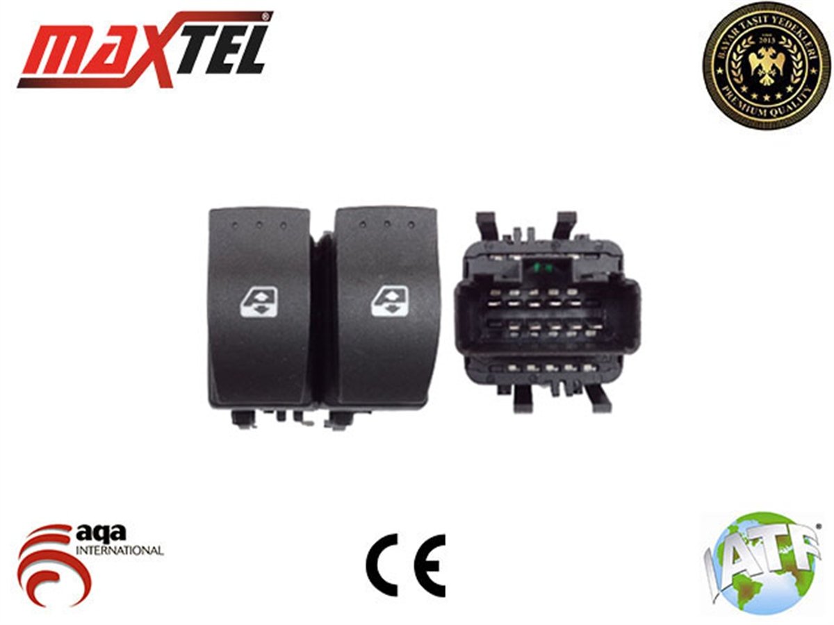 YEDEK PARÇACAM AÇMA DÜĞMESİ ÖN SOL 10 PİN ÇİFTLİ SİYAH CLİO IIMAXTEL18204045