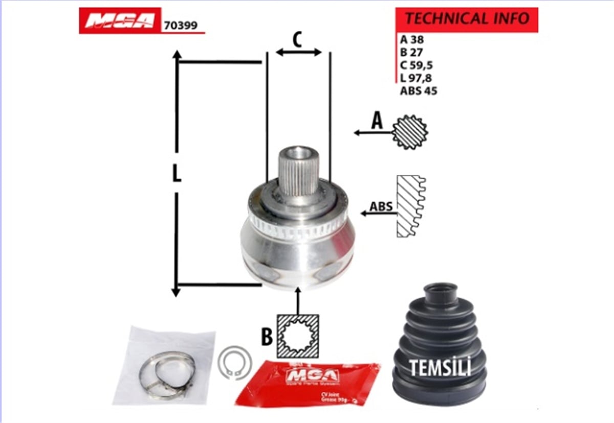 YEDEK PARÇADIS AKS KAFASI VW PASSAT 97-05  SUPERB 02-08 4D0498099A -MGA-70399MGAMGA-70399