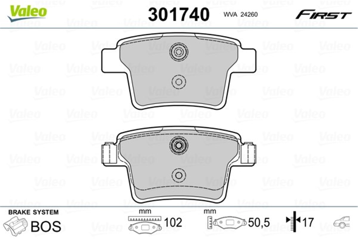 YEDEK PARÇADİSK FREN BALATASI FIRST ARKA FORD MONDEO II 2000 FL GE 6-2003 4-2005 - FORD MONDEO II 2005 VALEO 301740VALEOVALEO 301740