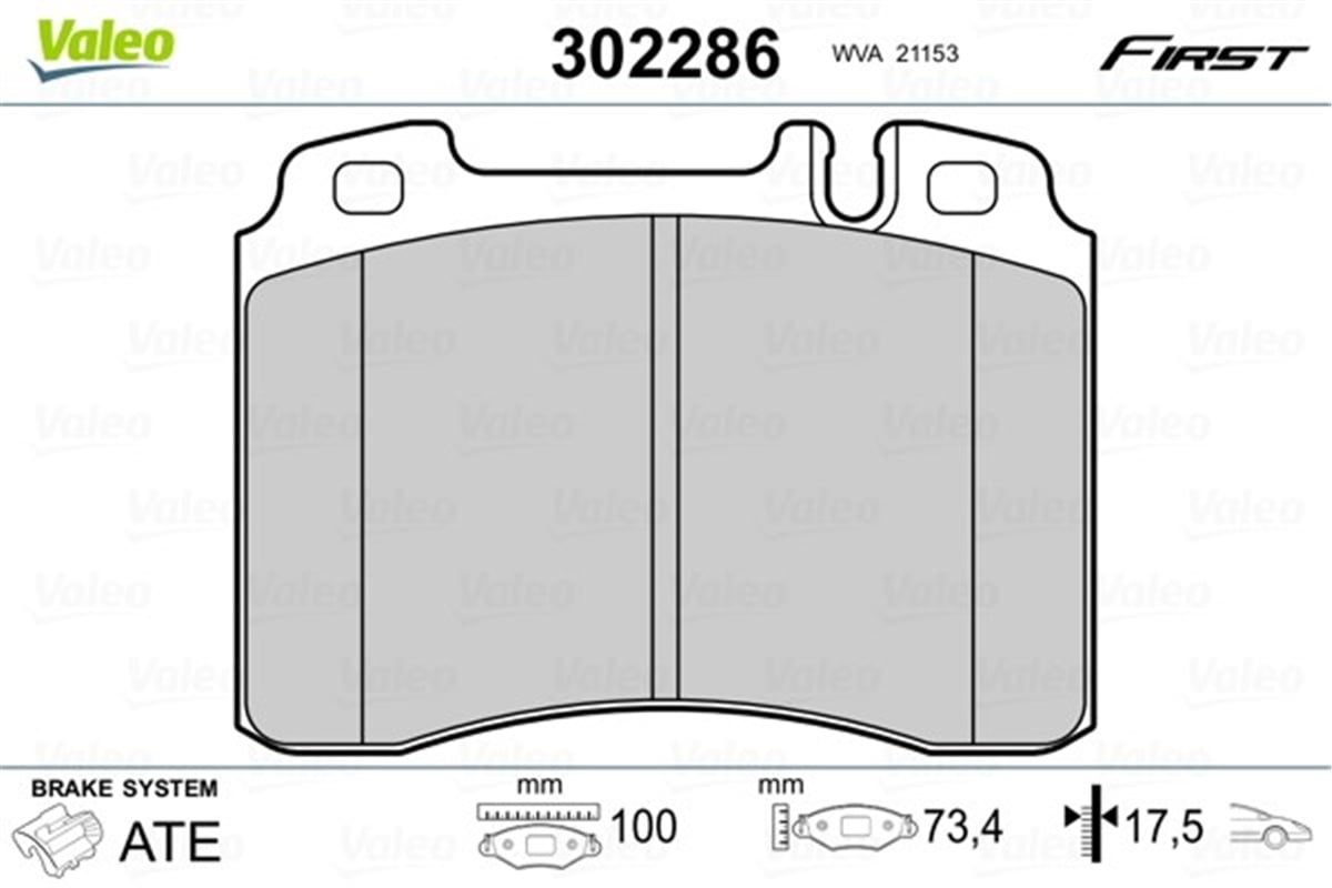YEDEK PARÇADİSK FREN BALATASI ÖN MERCEDES CLASS C 09.94 VALEO 302286VALEOVALEO 302286