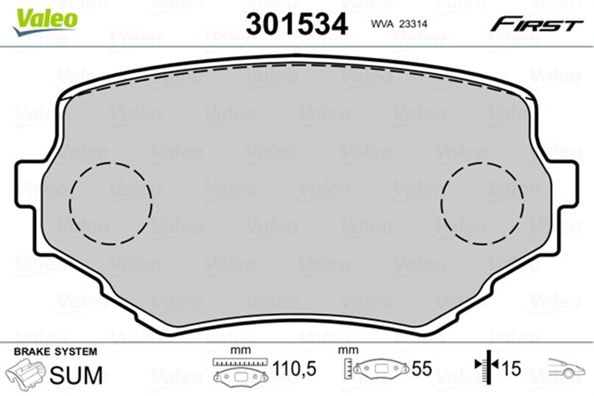 YEDEK PARÇADİSK FREN BALATASI ÖN VITARA ET.TA VALEO 301534VALEOVALEO 301534