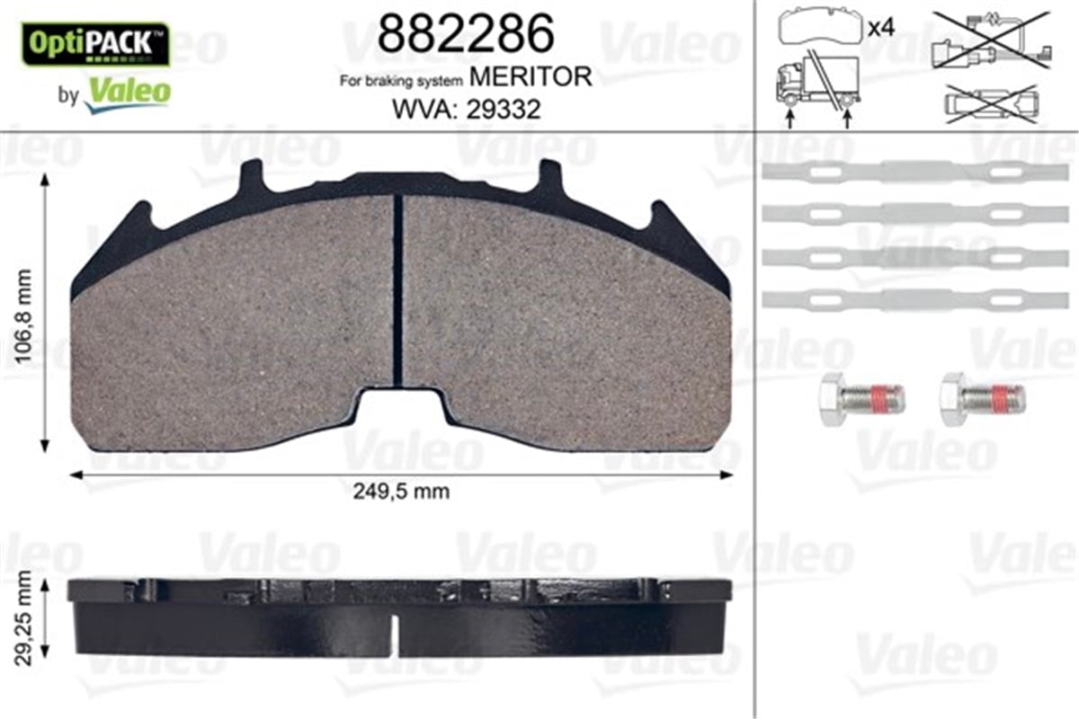 YEDEK PARÇADISK FREN BALATASI OPTIPACK ÖN ARKA SCANIA S SERISI VALEO 882286VALEOVALEO 882286