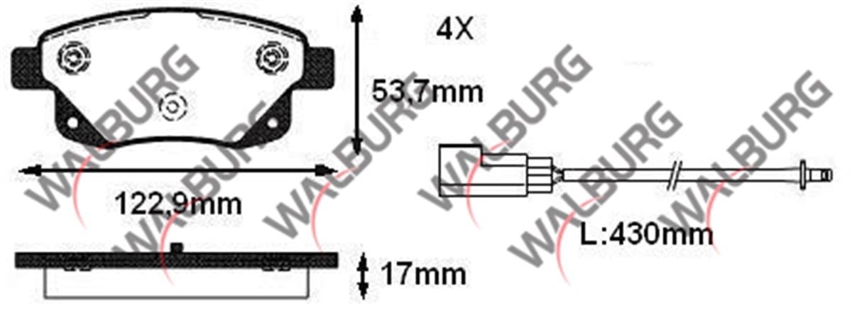 YEDEK PARÇAFREN BALATA ARKA FISLI FORD TRANSIT (V347) 2.2 TDCI - 2.4 TDCI - 3.2 TDCI 2006-2014 / TRANSIT (V348) 2.2 TDCI 2006-2014WALBURGWDB495