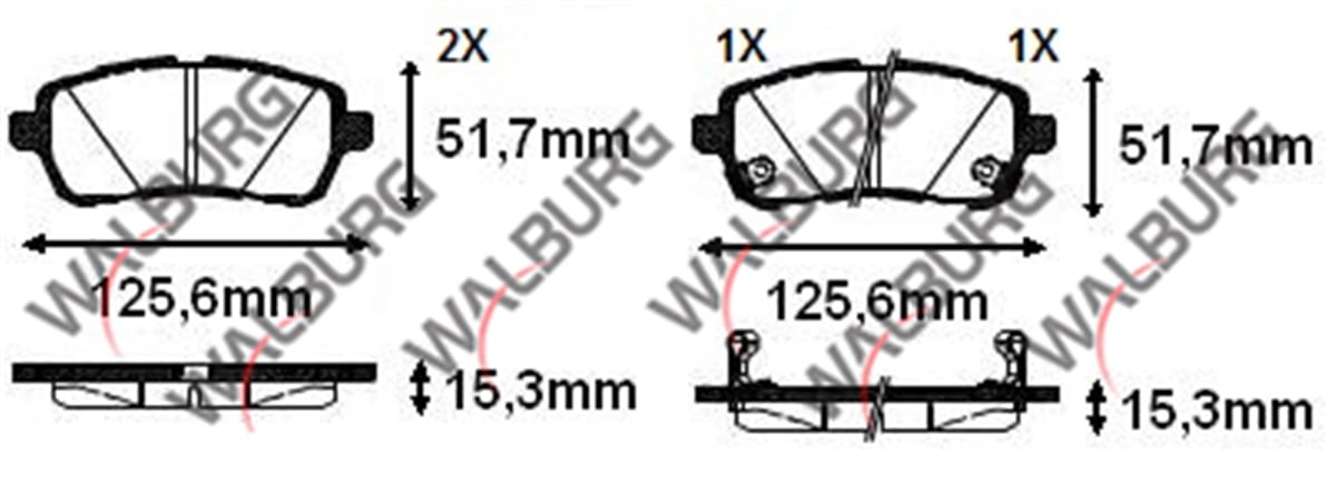 YEDEK PARÇAFREN BALATA ON FORD FIESTA VI 2008-2017 / DAIHATSU MATERIA 2006-/ SIRION 2005-/ MAZDA 2 1.5i 2007-2015 / SUZUKI BALENO 2016-/ SWIFT IV-V 2010-WALBURGWDB506