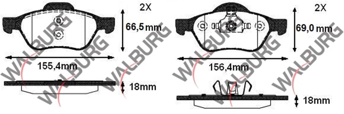 YEDEK PARÇAFREN BALATA ON RENAULT LAGUNA II (BG0/1) 1.6i 16v 15 JANT 2001-2007 / LAGUNA II 1.9 DCI 15 JANT 2001-2007 / LAGUNA III 1.5 DCI 2007- / LAGUNA III 1.6iPARCAWORLDWDB398