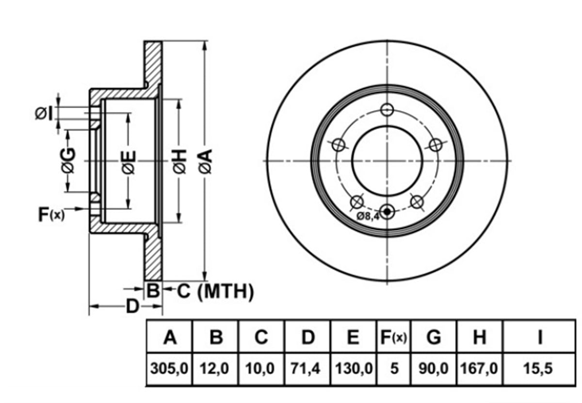 YEDEK PARÇAFREN DISK ARKA DUZ 305-5  RENAULT MASTER III 10 -   432000367R -MGA-50117MGAMGA-50117