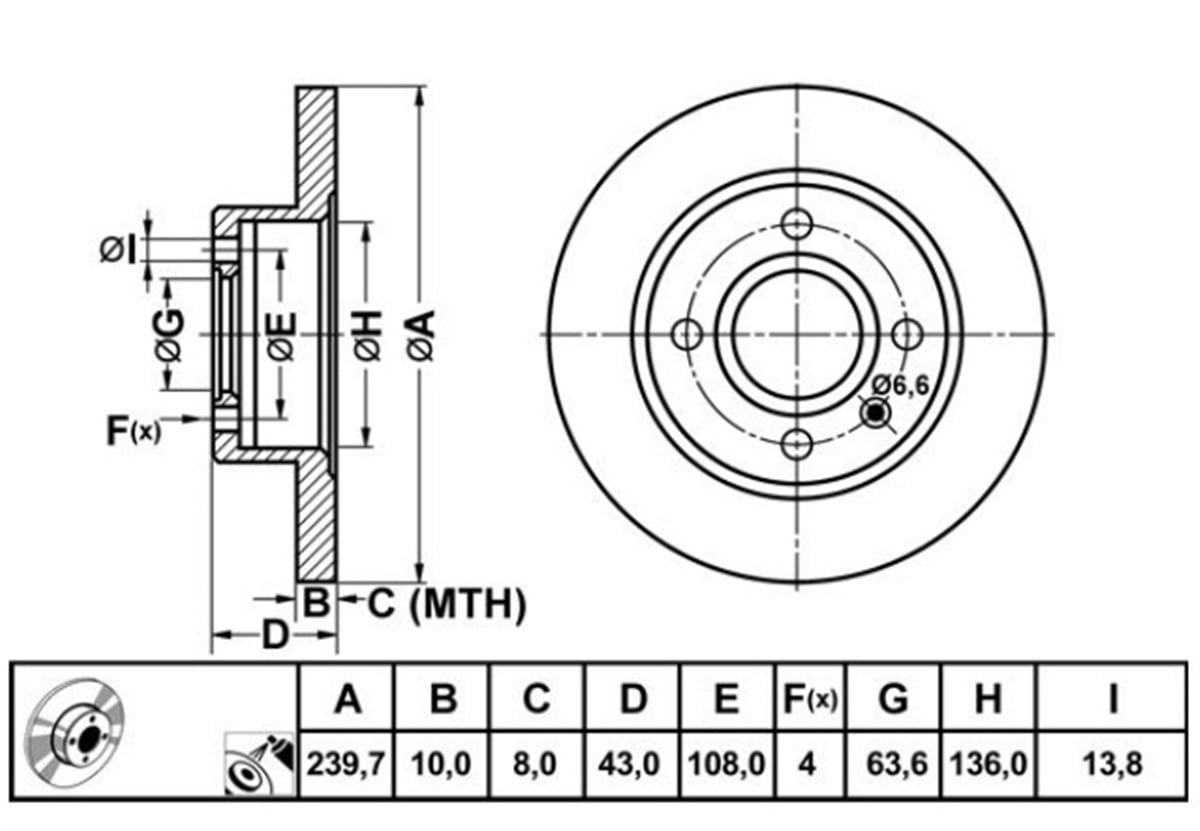 YEDEK PARÇAFREN DISK ON HAVA KANALLI 239,5-4-FORD  ESCORT IV V 1990>1999 FORD  FIESTA 1996>    93FX 1125 AA -MGA-50169MGAMGA-50169
