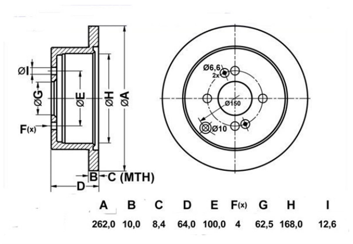 YEDEK PARÇAFREN DISKI ARKA DUZ-262-4-HYUNDAI ACCENT-ERA 07>11/GETZ 02>/I20 08>11/RIO 05>11  584111C800 -MGA-50301MGAMGA-50301