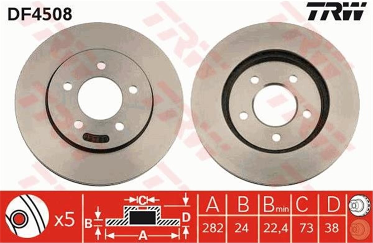 YEDEK PARÇAFREN DİSKİ ÖN CARAVAN 1995-2007-VOYAGER III 1995-2001 TRW DF4508TRWTRW DF4508