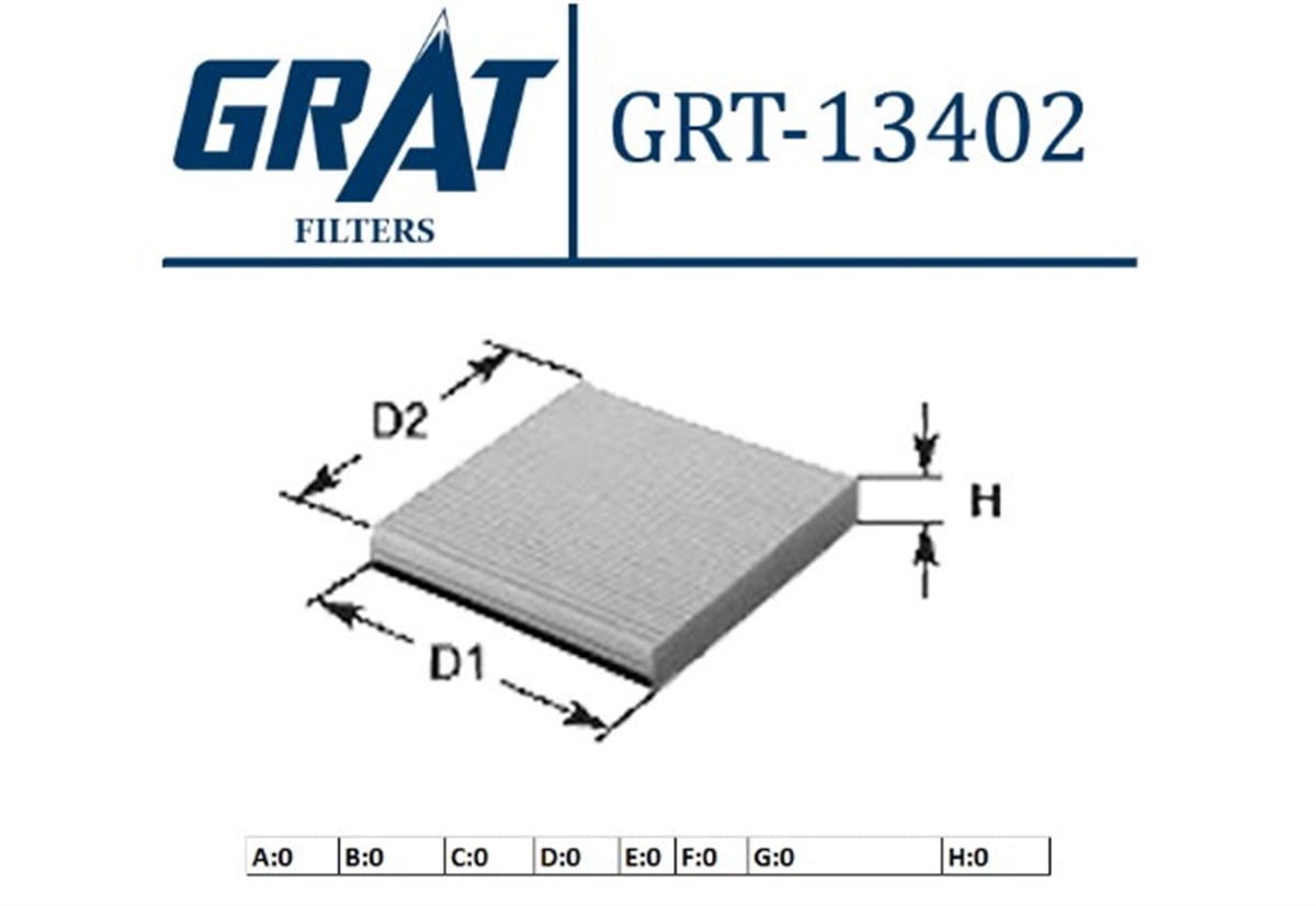 YEDEK PARÇAKABIN FILTRESI CITROEN C5 1.6HDI 2.0HDI 08-/ C6 PEUGEOT 407 05-  -GRT-13402GRATGRT-13402