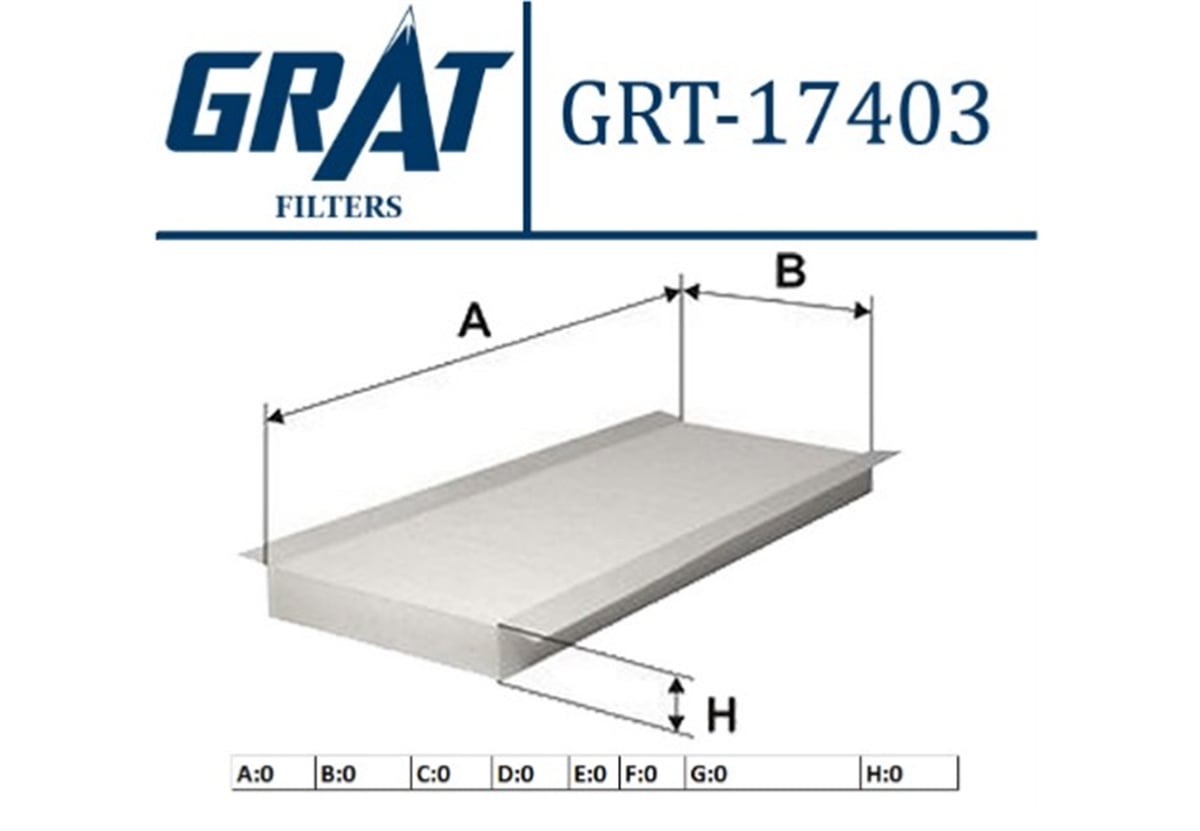 YEDEK PARÇAKABIN FILTRESI  FORD  TRANSIT V184 01-  YC1J 19N619 A1A -GRT-17403GRATGRT-17403